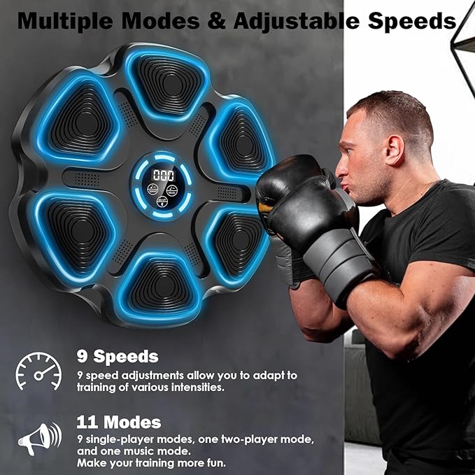 Music Boxing Machine, Large Size Music Punching Machine for Adults Kids, Interactive Boxing Target Wall Mounted with Gloves, Gift for Men, Christmas Gifts