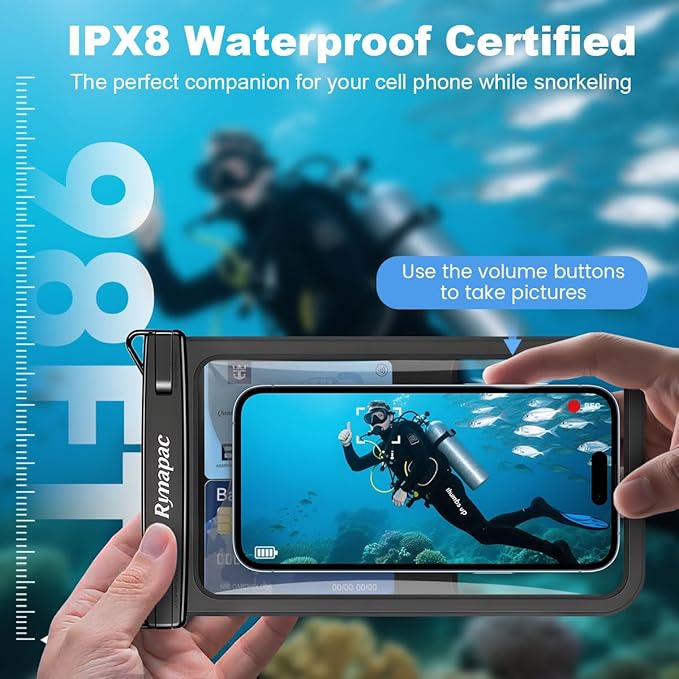 Waterproof Phone Pouch - 8.5in Waterproof Phone Case with Lanyard, IPX8 Cell Phone Dry Bag Beach Essentials for iPhone 16 15 14 Pro Max, Galaxy S25 S24 Ultra, 2 Pack