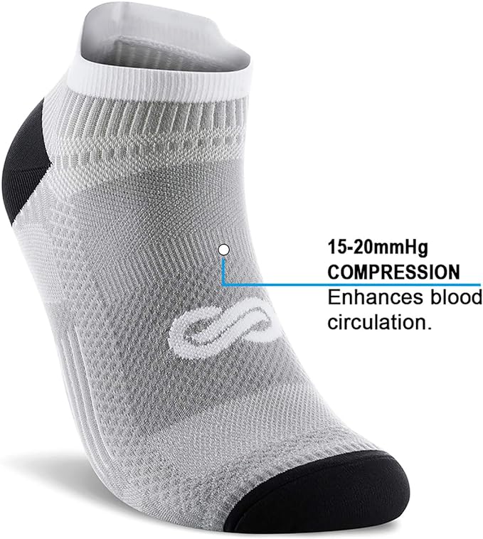 PAPLUS Ankle Compression Sock for Men and Women 2/4/6 Pairs, Low Cut Compression Running Sock with Ankle Support