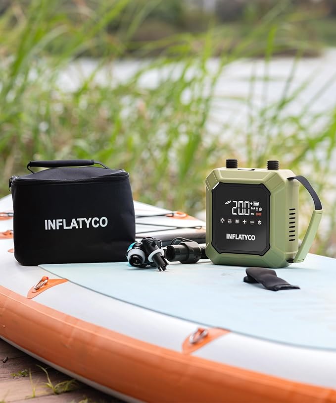 20PSI Paddle Board Pump Electric Portable Sup Air Pump 74WH Rechargeable Battery Powered, The Pilot Whale Pro Inflator & Deflator for Inflatable Stand Up Paddleboard Kayak Boat Kite Tent
