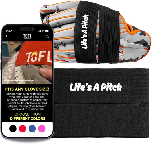 TOFL Baseball Glove Wrap | Premium Elastic Band for Perfect Glove Shape, Break-in & Maintenance | Shape Locker for Men’s & Women’s Softball, Adult & Youth Baseball Mitts, Fits Big & Small Sizes
