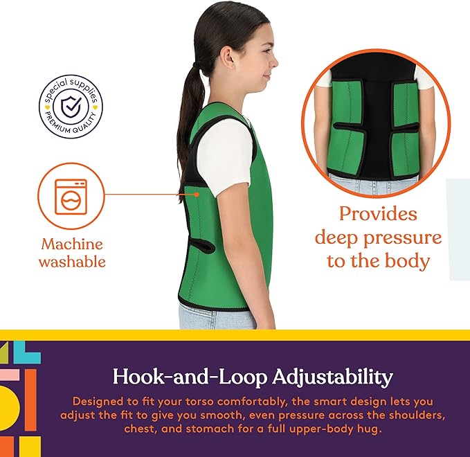 Special Supplies Sensory Compression Vest Deep Pressure Comfort (Green, Meduim)