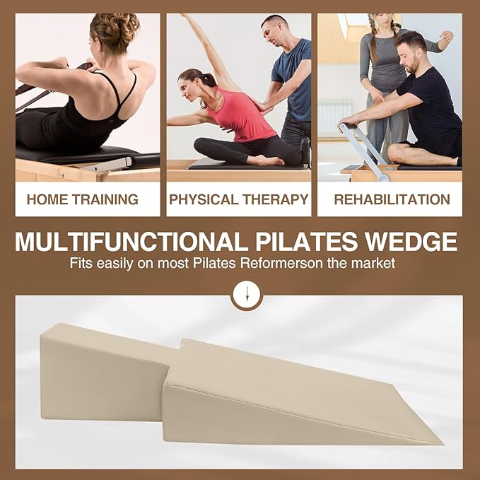 Large Upholstered Pilates Wedge for Pilates Reformer, Exercise Equipment for Pilates Reformer Machine, Workout Pad for Floor Exercises, Ideal for Home Pilates and Studio Use