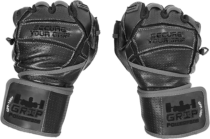 Elite Leather Gym Gloves with Built in 2" Wide Wrist Wraps Grip & Design for Weightlifting Power Lifting Bodybuilding & Strength Training Workout Exercises, Size : Medium