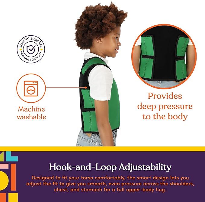 Special Supplies Sensory Compression Vest Deep Pressure Comfort (Green, Small)