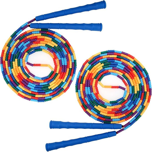 Coolrunner 16 FT Long Jump Rope(2 PACK), Double Dutch Jump Ropes, Soft Beaded Skipping for Kids Adults, Plastic Segmented Long Enough for 4-5 Jumpers