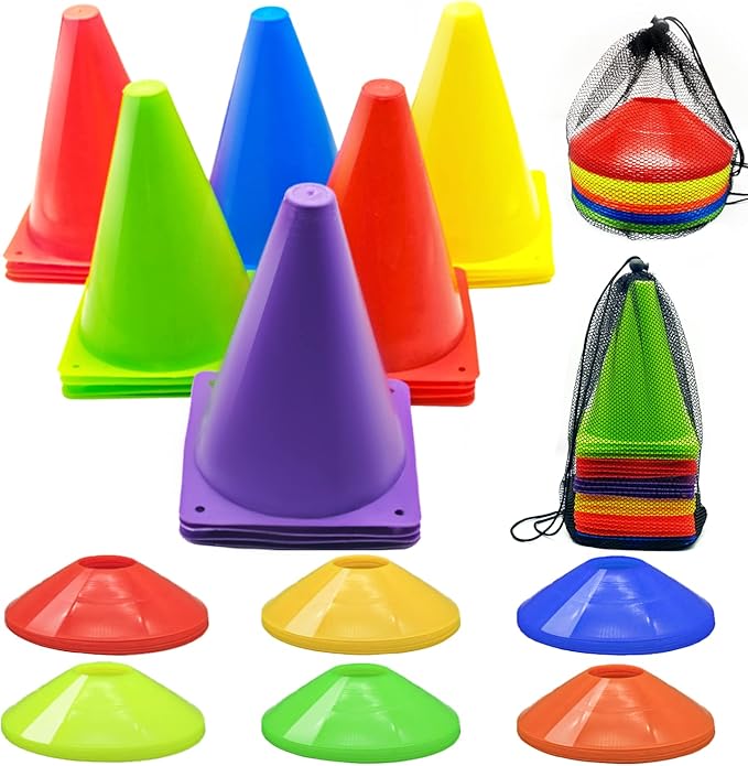 Soccer Cones Set, 84/42Pcs 7"/9" Cones Sports + Disc Cones, Cones for Sports with Carry Bag, Training Cones, Soccer Cones for Training, Plastic Soccer Cones for Drills