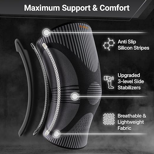 DR. BRACE ELITE Knee Brace with Size Stabilizer (2 Pack) Knee Brace for Women & Men, Workout, Sports, Daily Knee Compression Sleeve for Maximum Knee Pain Support & Fast Recovery (Pluto, Large)
