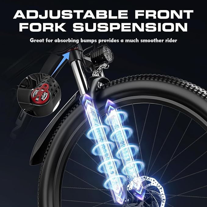 Electric Bike for Adults, 1500W Peak Motor Ebike, 36 MPH, 48V Battery, Up to 80 Miles Range, 27.5" Electric Mountain Bike with 21-Speed, Suspension, Turn Signals and Disc Brakes