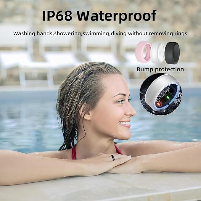 Smart Ring for Women Men, Health Fitness Tracker Ring, IP68 Waterproof Rings, Sleep Ring with Charging Case and Ring Protector, Remote Photography, Family Care, No App Fees (Rose Gold, 12#)