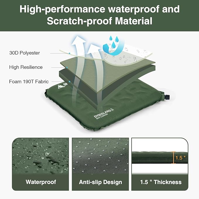 ONETIGRIS Inflatable Seat Cushion - Lightweight & Waterproof Inflatable Camping Seat Cushion Travel Cushion Stadium Seat Office Chair Car Pad