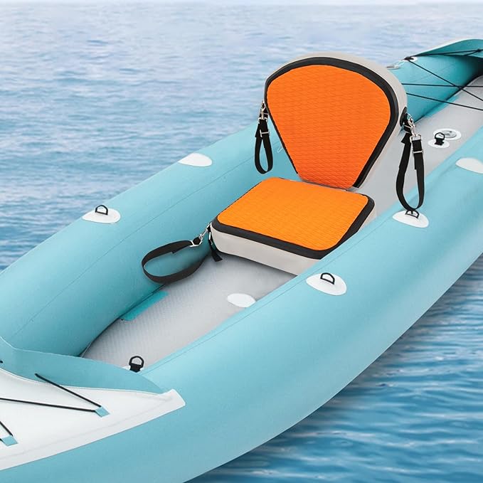Kayak Seats, Universal Kayak Inflatable Seat with Backrest, Padded Thicken Cushion Kayak Seat, Adjustable Strap and Comfortable Breathable EVA Material (Orange)