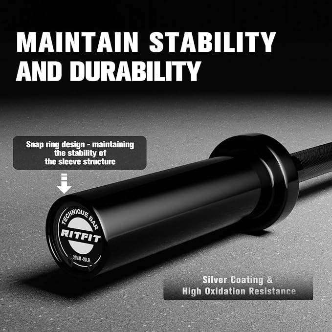RitFit Barbell Weight Set - 4/6FT Olympic Barbell with Weight Plates (55-275LB Total) - Weightlifting Equipment for Squats, Curls, Deadlifts, Presses, Hip Thrusts