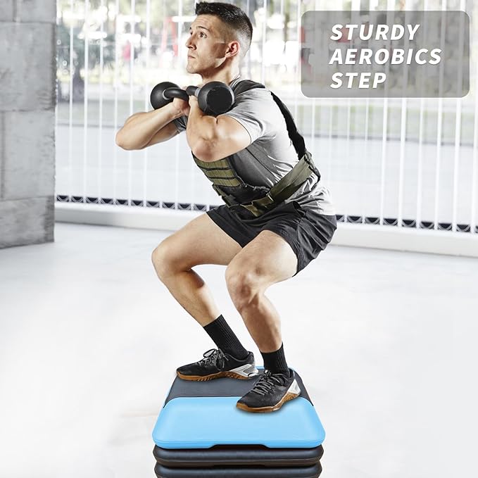 Kaimei Adjustable Height Aerobics Step Platform - Fitness Stepper for Cardio, Home Workout, Exercise