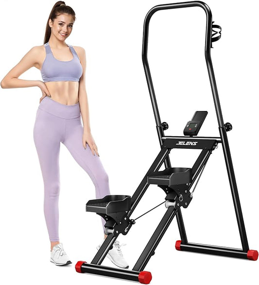 Stair Stepper for Home Gym Exercise, Compact Folding Cardio Exercise Climber for Full-Body Workout, Vertical Climber Machine, Extended Step Range