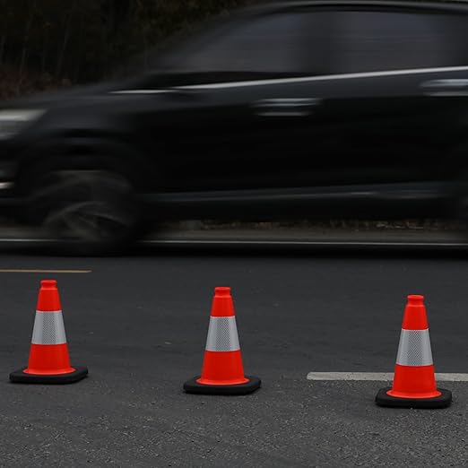 OrangeStar 12" Traffic Cones 6-Pack, Orange Safety Cones with Reflective Collar, Heavy Duty Base for Driving Practice, Parking Lots, Roadwork, Construction | Indoor & Outdoor Use