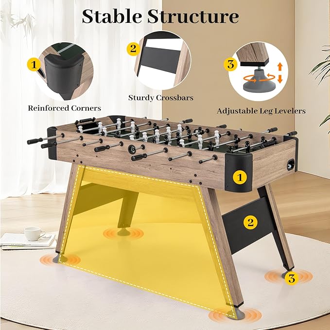 Giantex 54 Inch Foosball Table - Wood Football Table Competition Sized, Arcade Soccer Game Table with 2 Balls, Full Size Foosball Table Adult Size for Kids Teens, Home, Game Room, Oak