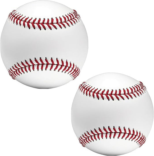2 Pack Blank Baseballs Solid Cork Core, 9 Inch Baseball Balls Unmarked Autographs Baseball for League Play, Pitching, Hitting, Batting, Fielding, Autograph, Gifts