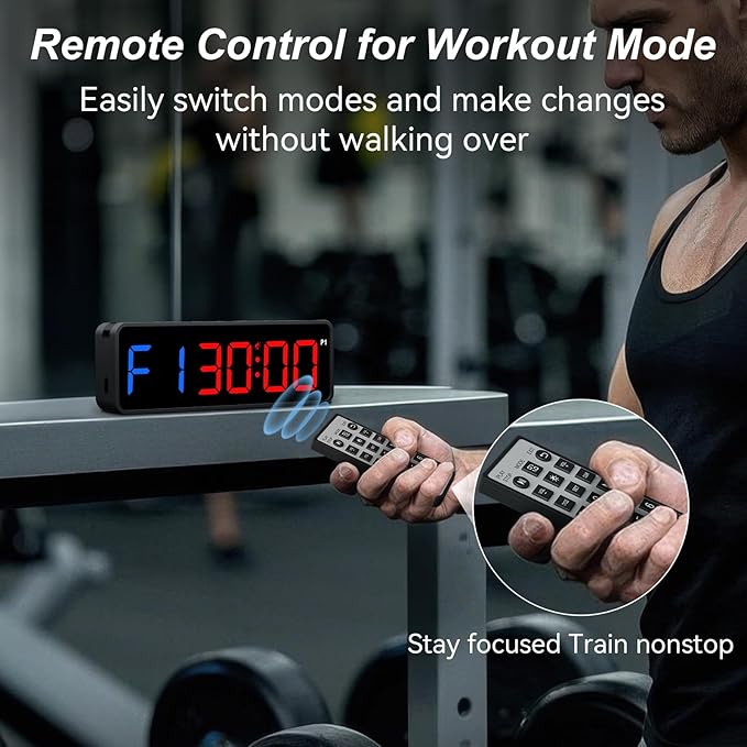 Portable Gym Timer Clock: Fitness Digital Clock with Strong Magnet - Remote Control for Fitness Enthusiasts - Powerful Battery for Home Gym Garage Boxing