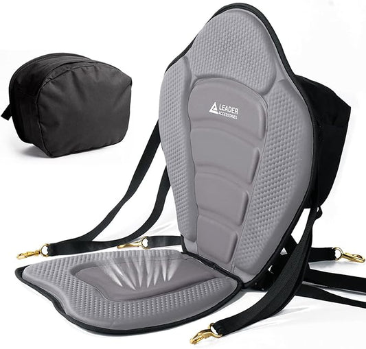 Leader Accessories Kayak Seats Paddle Board Seat Universal Padded Canoe SUP Seat with Back Support - Deluxe Kayak Chair Seat Cushion with Storage Bag