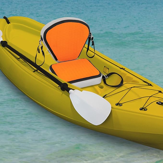 Kayak Seats,Inflatable Kayak Seat,Adjustable Boat Seat,Thicken Seat Cushion for Kayaks Padded,Cushioned Fishing Seats w/Back Support Adjustable Strap for Kayaking Canoeing Drifting (Orange)