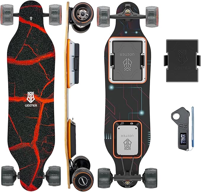 S3/Pixel Rider Electric Skateboards with Remote and Swappable Battery/Top Speed 28 Mph/2 * 600W Motors/12Miles/25Miles Max Range Electric Longboards for Adult＆Beginner