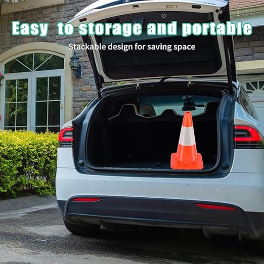 (8 Cones) BESEA 12" inch Traffic Cones Soccer Training Cones Sport Cones Road Parking Cone with 4" Highly Reflective Collar(8 Cones)