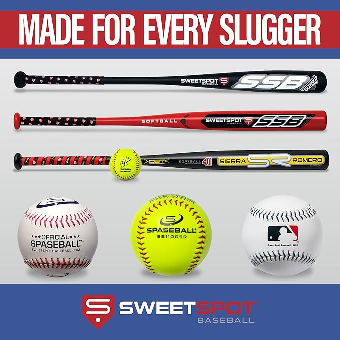 SweetSpot SSB 5000 | Plastic Bat and Ball Combo Set | 32” Length | Backyard Baseball Set for Youth, Kids, Teens, and Adults