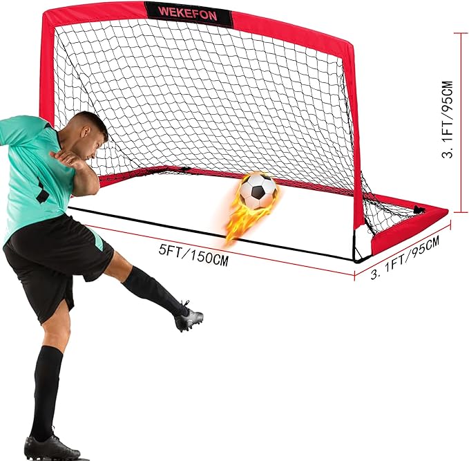 Soccer Goal with Carry Bag, 10/9MM Strengthen Pole, Arched Design, Kids Soccer Goals for Backyard Set 5x 3.1/3.6x2.7/2.9x2.4ft Portable Pop Up Soccer Nets for Toddler, Adults, Youth Games, Play, Gifts