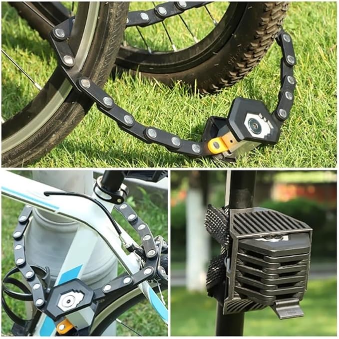 Klyra Titanguard Pro Bike Lock, Alloy Steel + Copper Cylinder Chain, Folding Bicycle Lock Heavy Duty Anti Theft, Weatherproof Bike Locks with 3 Keys & Bracket for Bikes & Scooters(1pc)