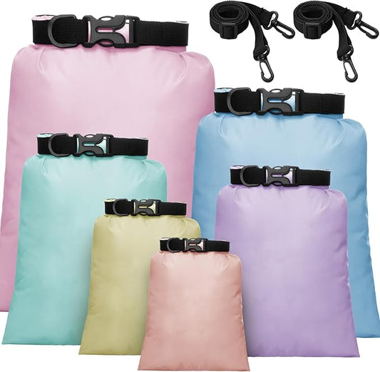 Shappy Waterproof Dry Bag Set 6 Sizes Lightweight Sacks and Long Adjustable Shoulder Strap Outdoor Water Proof Keep Gear Dry Bag Stuff Sacks for Backpacking, Boating, Hiking, Camping