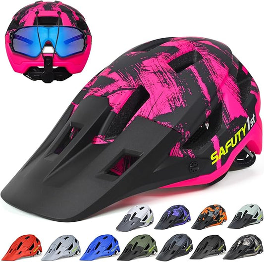 Mountain Bike Helmet for Adults & Youth Lightweight Impact-Resistant with Adjustable Dial & Removable Visor Unisex Helmet for Mountain Biking Bicycle Clcying