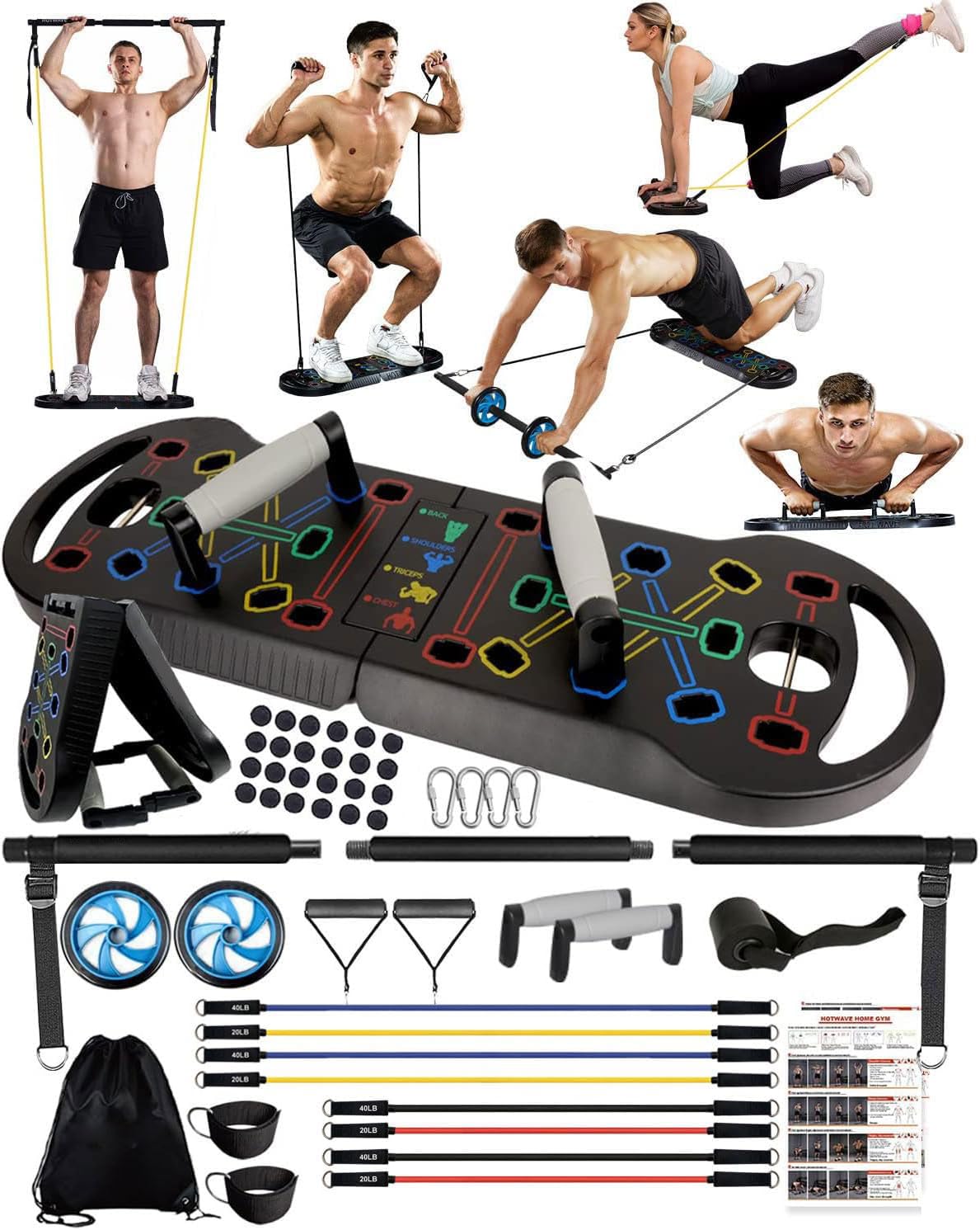 HOTWAVE Push Up Board, Foldable 20 in 1 PushUp Board, Portable Push Up Bar