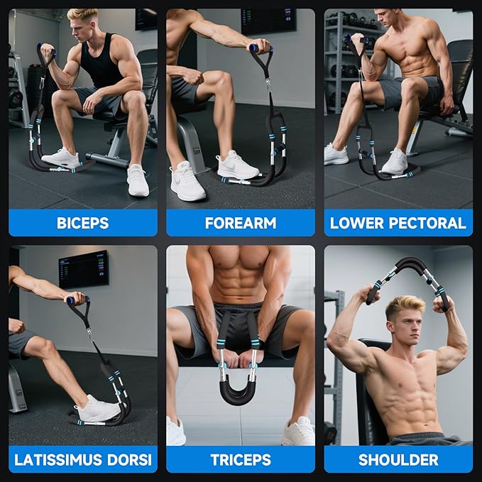 Twister Arm Trainer, Adjustable Chest Workout Equipment 40-130lb, Arm Trainer with 4 Spring, Chest Exerciser for Men, Detachable Power Bar Fitness Machine for Chest Clip Muscle