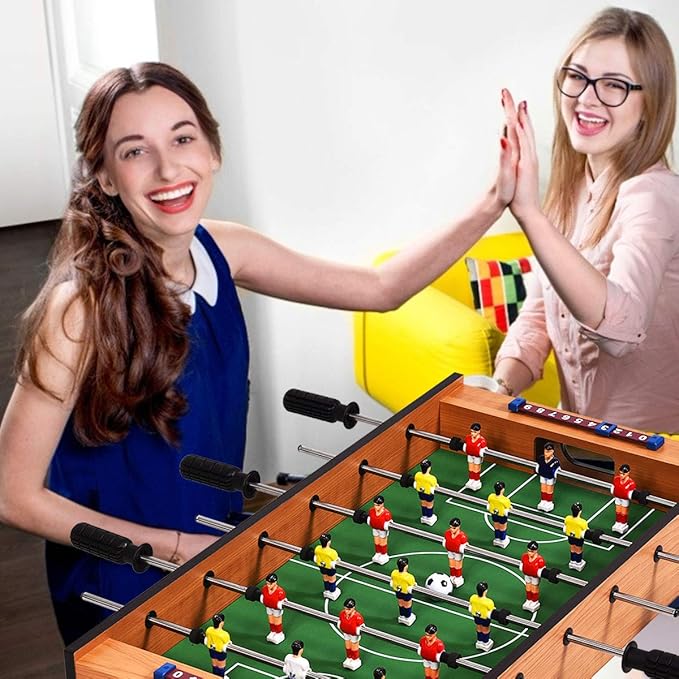 Giantex Multi Game Table - 2 in 1 Combo Mini Table Top w/ Soccer, Slide Hockey, Wood Foosball w/ Footballs - Perfect for Game Rooms, Arcades, Bars, Parties, Family Night