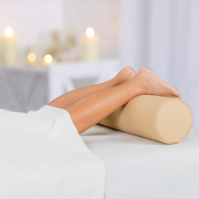 Earthlite Bolster Pillow Full Round – Durable Massage Bolster, 100% PU Upholstery incl. Strap Handle/Professional Quality for Massage Table/Back Pain Relief