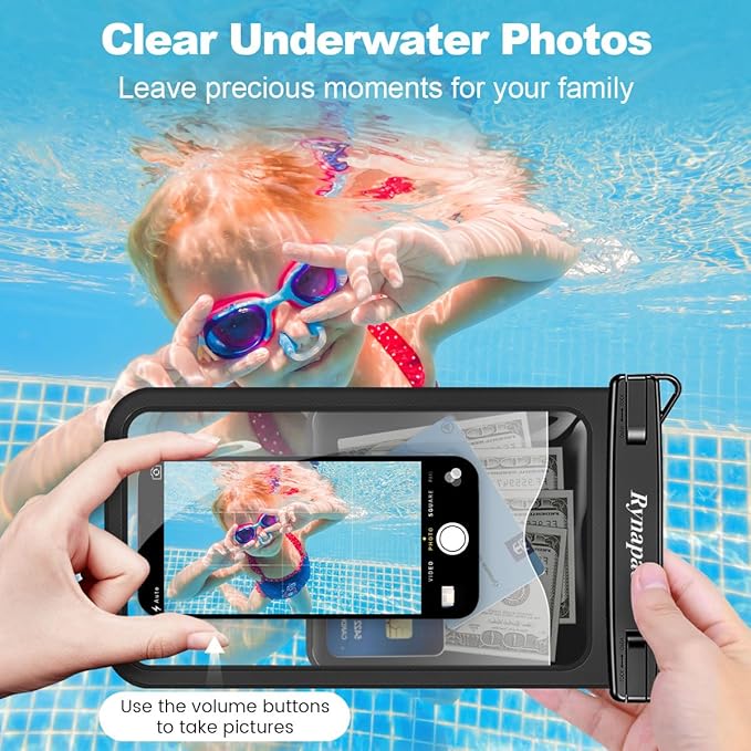 [Up to 10"] Large Waterproof Phone Pouch Bag - 2 Pack Waterproof Phone Case for iPhone 16 15 14 13 Pro Max Galaxy S25 S24 Ultra, IPX8 Cellphone Water Protector Pouch Beach Essentials Travel Must Haves