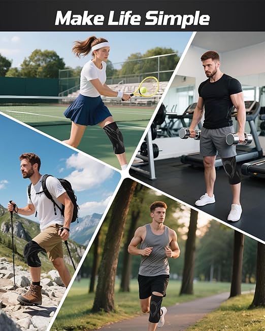 Knee Compression Sleeve - 6 UPGRADED FEATURES - Knee Brace for Men & Women, Knee Support for Running, Gym, Hiking, Sports, Black, X-Large