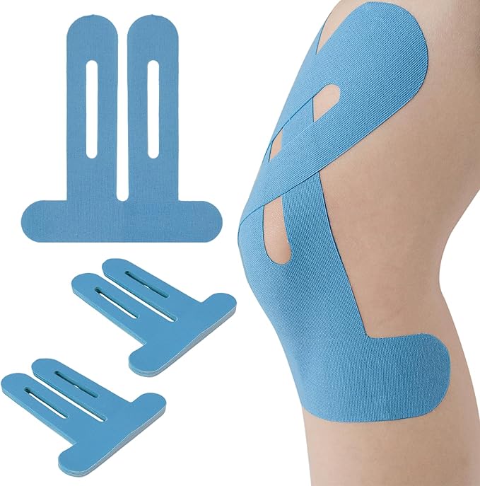 20PCS Kinesiology Tape for Knees, Kinesiology Tape Precut Strips for Knee Support & Stability, Waterproof Breathable Elastic Sports Tape for Pain Relief, Athletic Tape for Muscle & Joint, Blue