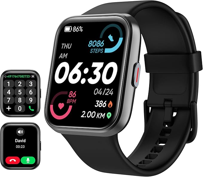 Smart Watch for Men Android & iPhone, Alexa Built-in, 1.8" Touch Screen Fitness Tracker with Answer/Make Calls, IP68 Waterproof Heart Rate/Sleep/SpO2 Monitor, Pedometer, 100+ Sport Modes