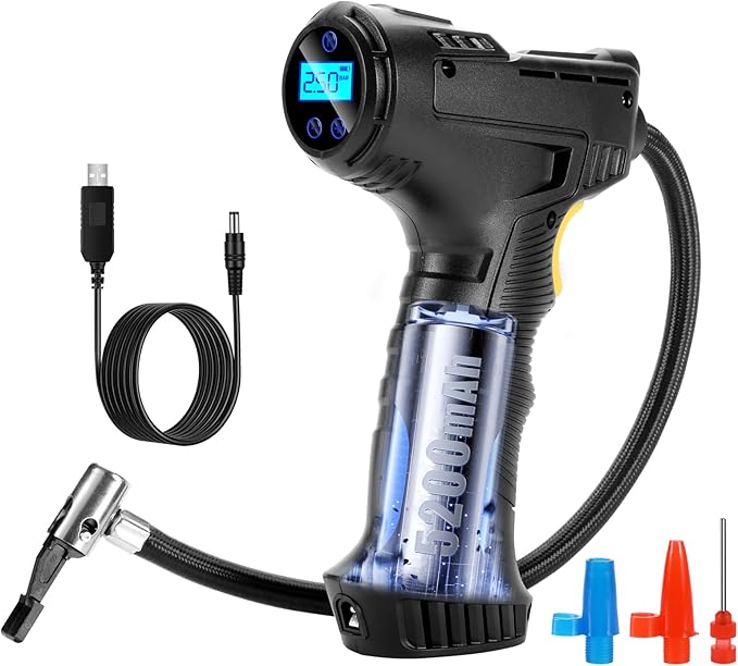 Digital Tire Inflator with LED Flashlight,150PSI Portable Air Compressor for Car Tires,12V Auto Pump for Cars, Motorcycles, Bikes, and Sports Balls