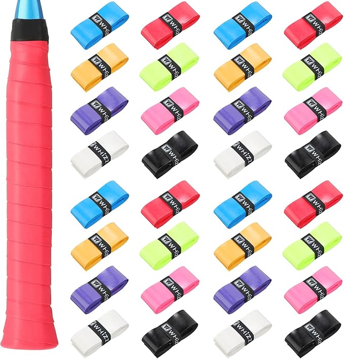 Jerify 24 Pieces Tennis Racket Grip Tape, Precut Badminton Racket Overgrips Tape with Velvety Comfort for Anti Slip and Absorbent Grip