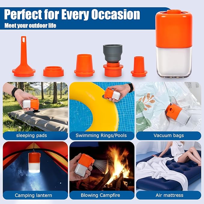 Portable Air Pump for Inflatables,Electric Air Pump with 3600mAh 4.5KPa & Camping Light,Mini Electric Air Pump with Inflate Deflate for Air Mattresses, Pool Floats,Vacuum Storage Bags,Camping Gear