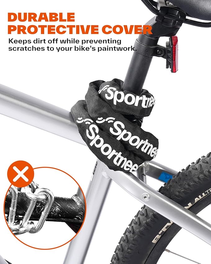 Sportneer Bike Lock: Heavy Duty 5-Digit Resettable Combination Bike Chain Lock, High Security Anti-Theft 3.2FT Hardened Steel Square Links Bicycle Lock for Road, Mountain, Electric & Folding Bikes