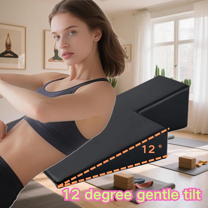 Large Upholstered Pilates Wedge - Workout Cushion for Reformer & Floor Exercises, Non-Slip Yoga Pilates Accessories for Home Gym, Studio or Physical Therapy