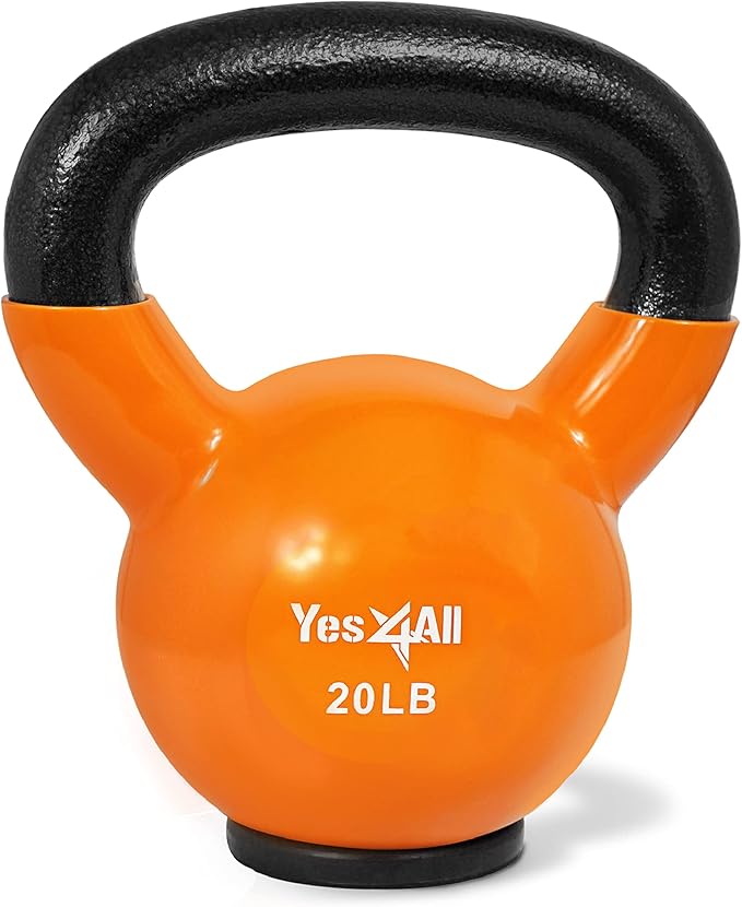 Yes4All Kettlebells Rubber Base, Kettlebell Set for Women, Strength Training Kettlebells Weights (10-65 lbs)