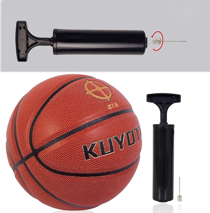 KUYOTQ Kids Toddler Youth Adult Size 3/4/5/6/7 Basketball 22/25.5/27.5/28.5/29.5" Thickened Rubber or Faux Leather Basketball for Boys Girls (Deflated)