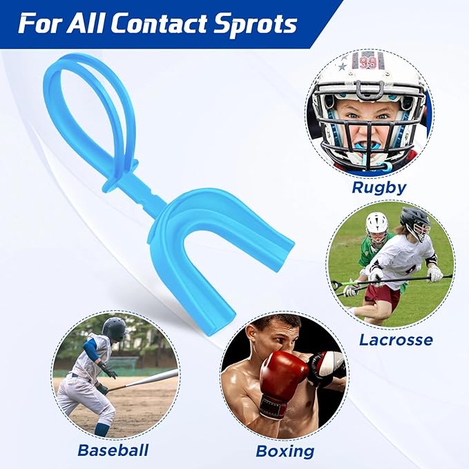 Dunzy 10 Pcs Strapped Mouth Guard Sports Mouthguard with Strap No Boiling Mouthguard Adult Youth Football Mouthpiece Mouth Protector for Boxing Basketball Lacrosse