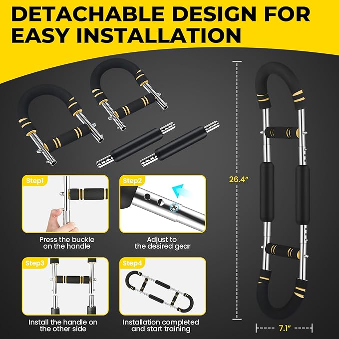 Twister Arm Trainer, Chest Workout Equipment for Men & Women Portable Spring Resistance Chest Exerciser Forearm Strengthener Bar Detachable for Home Fitness Equipment for Enhancing Upper Body Muscle