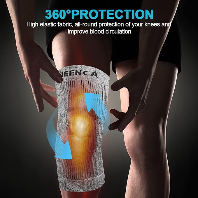 NEENCA Knee Sleeve – Knee Braces for Knee Pain, Joint Pain Relief, Swelling, Inflammation Relief, and Circulation, Knee Support for Women and Men (Gray, Small)